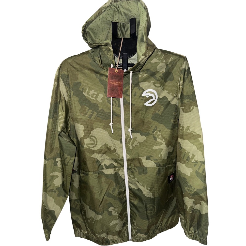 NWT Mitchell Ness NBA Atlanta Hawks Ghost Camo Windbreaker Jacket Men's Size M‎